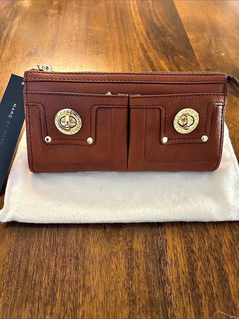 Marc by Marc Jacobs Cognac Brown Turnlock Leather Wallet NWT
